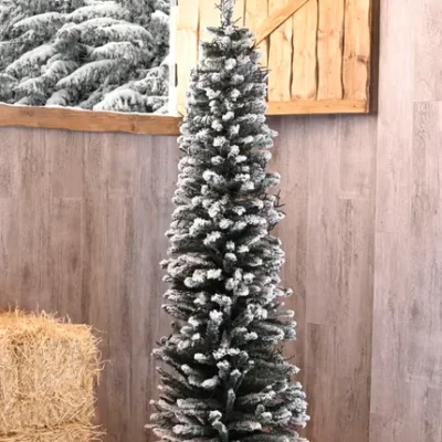 Árbol de Navidad Laponia Slim blanco 210 cm