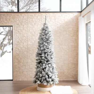 Árbol de Navidad Jasper Slim nevado de 210 cm de alto